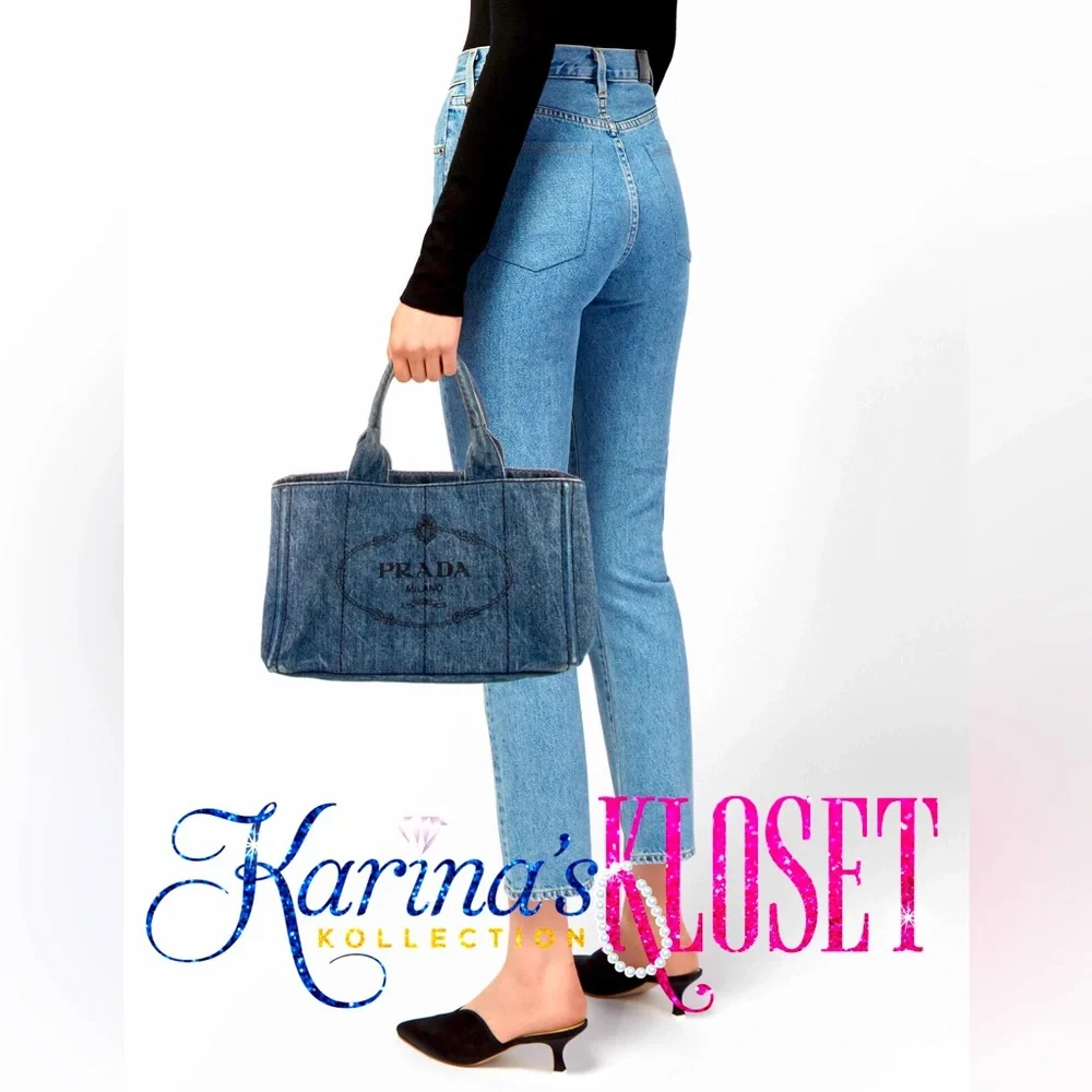 💝 PRADA Jean Large Tote Bag 💝, PRADA Canapé Denim Large Handbag - Picture 5 of 8